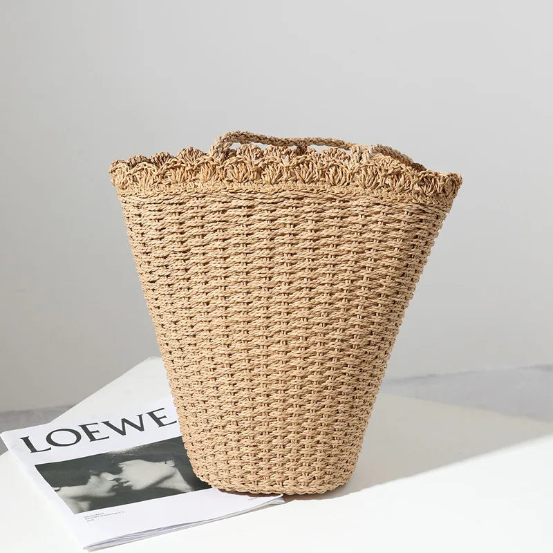 Fan-shaped Straw Woven Bag Shoulder Portable Seaside Vacation Beach Bag