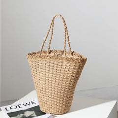 Fan-shaped Straw Woven Bag Shoulder Portable Seaside Vacation Beach Bag