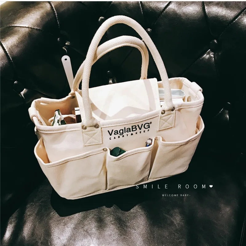Canvas Tote Bag High-Capacity Shoulder Handbag Girls Small Fresh