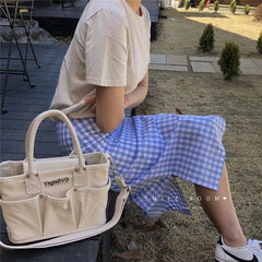 Canvas Tote Bag High-Capacity Shoulder Handbag Girls Small Fresh