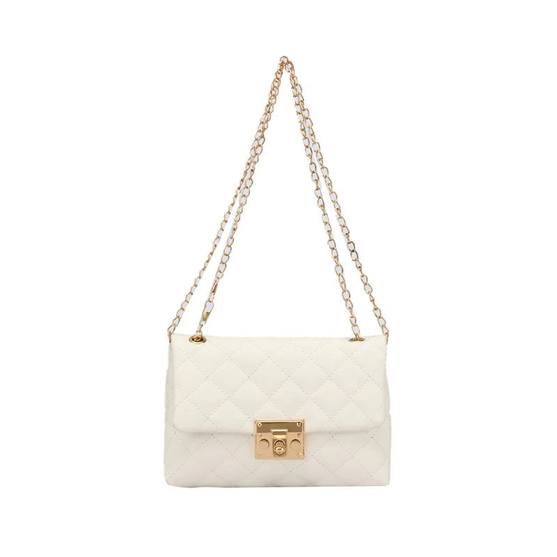 Chain PU Leather Shoulder Bag Women Crossbodybag Handbag No Zipper