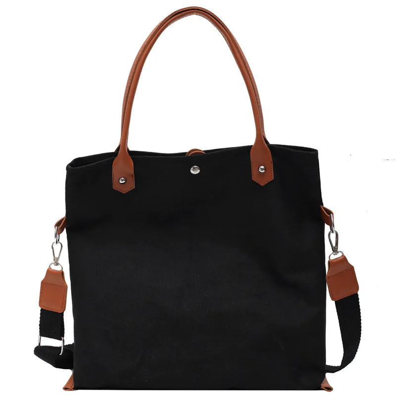 Canvas Tote Bag Oversized Shopper Multiple Pockets