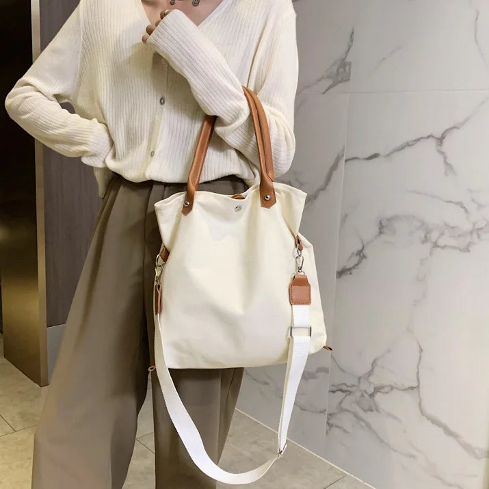 Canvas Tote Bag Oversized Shopper Multiple Pockets
