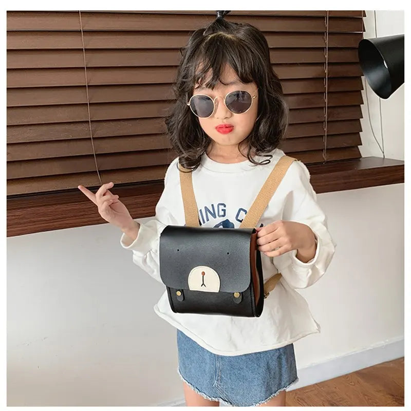 Kids Bear PU Leather Backpack Kindergarten Mini Schoolbag