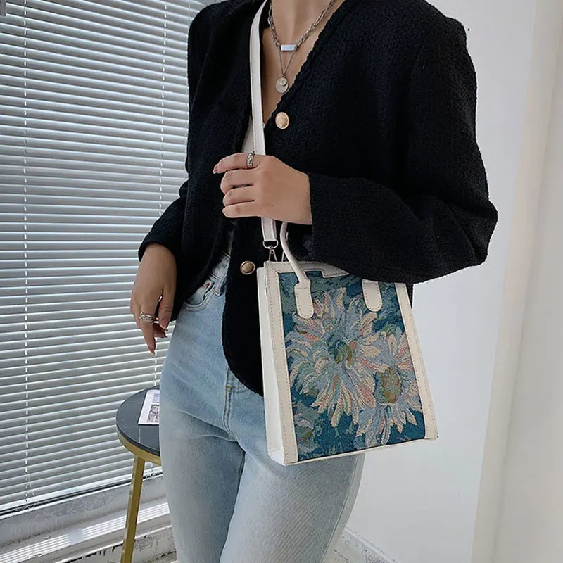 Women's Small Canvas Shoulder Bag Square Crossbody Bag