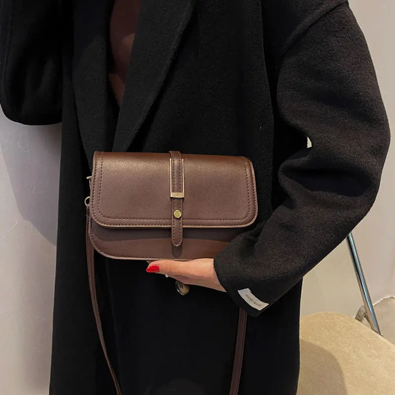 High PU Leather Shoulder Bag Retro Saddle Crossbody Bag