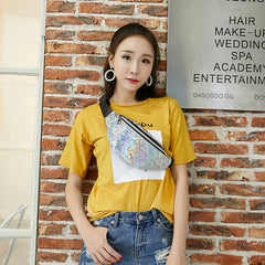 Women Geometric Waist Packs Laser Chest Phone Pouch Mini Bags