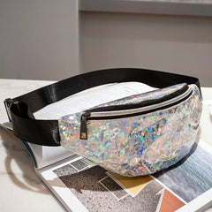 Women Geometric Waist Packs Laser Chest Phone Pouch Mini Bags