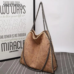 Frosted Material Handbag Chain Woven Foldable Shoulder Bag Women Multi-Funcation