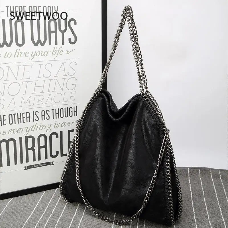 Frosted Material Handbag Chain Woven Foldable Shoulder Bag Women Multi-Funcation