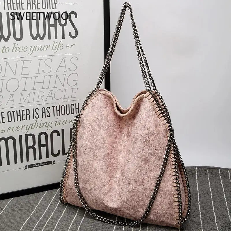 Frosted Material Handbag Chain Woven Foldable Shoulder Bag Women Multi-Funcation
