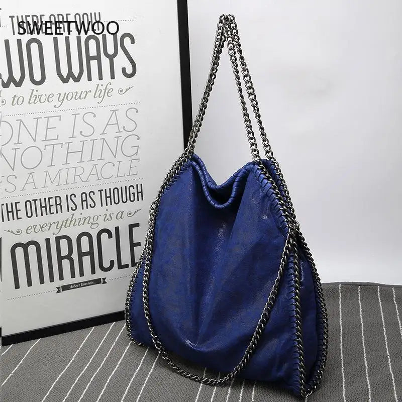 Frosted Material Handbag Chain Woven Foldable Shoulder Bag Women Multi-Funcation