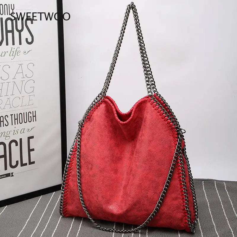Frosted Material Handbag Chain Woven Foldable Shoulder Bag Women Multi-Funcation