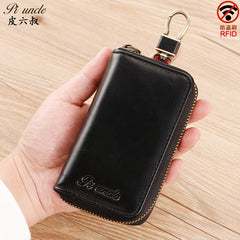 Leather Keychain Men Women Key Organizer Pouch Cow Skin Car Key Bag