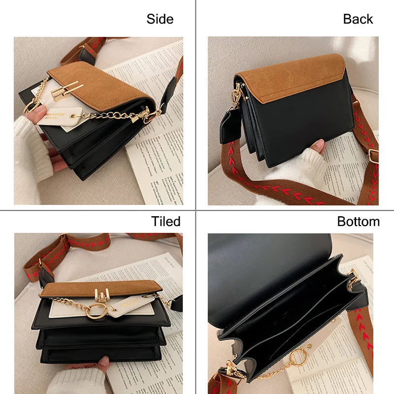 Retro Wide Shoulder Strap Messenger Bag for Women