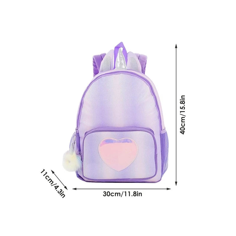 Kids Glitter Heart School Bag Small Girls Backpack
