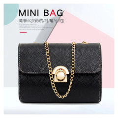 Small Square Bag PU Leather Lychee Pattern Messenger Bag