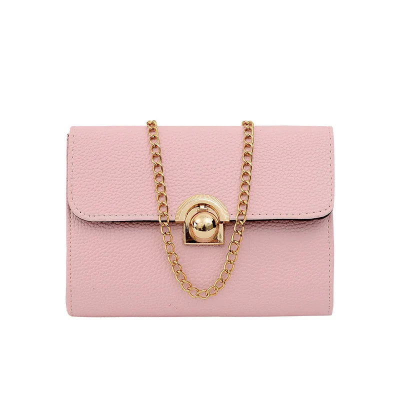 Small Square Bag PU Leather Lychee Pattern Messenger Bag