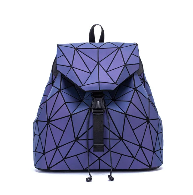 Luminous Backpack Colorful Geometric Women's Folding Red