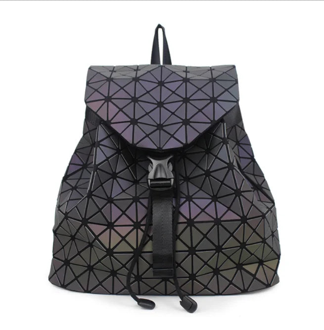 Luminous Backpack Colorful Geometric Women's Folding Red