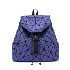 Luminous Backpack Colorful Geometric Women's Folding Red