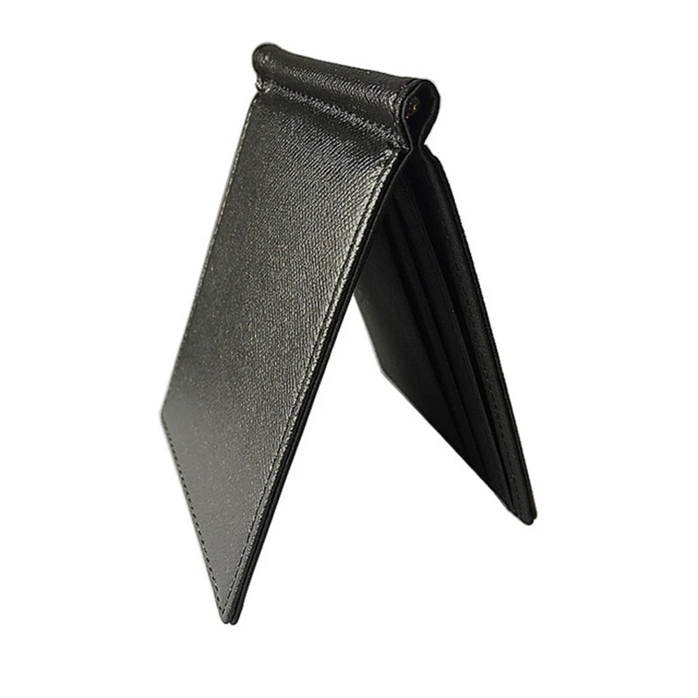 Men Short Skin Wallet PU Leather Money Clips Solid Thin Wallet
