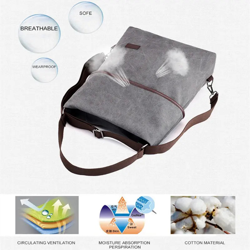 Retro Canvas Women's Backpack School Rucksack Anti-Theft Bag
