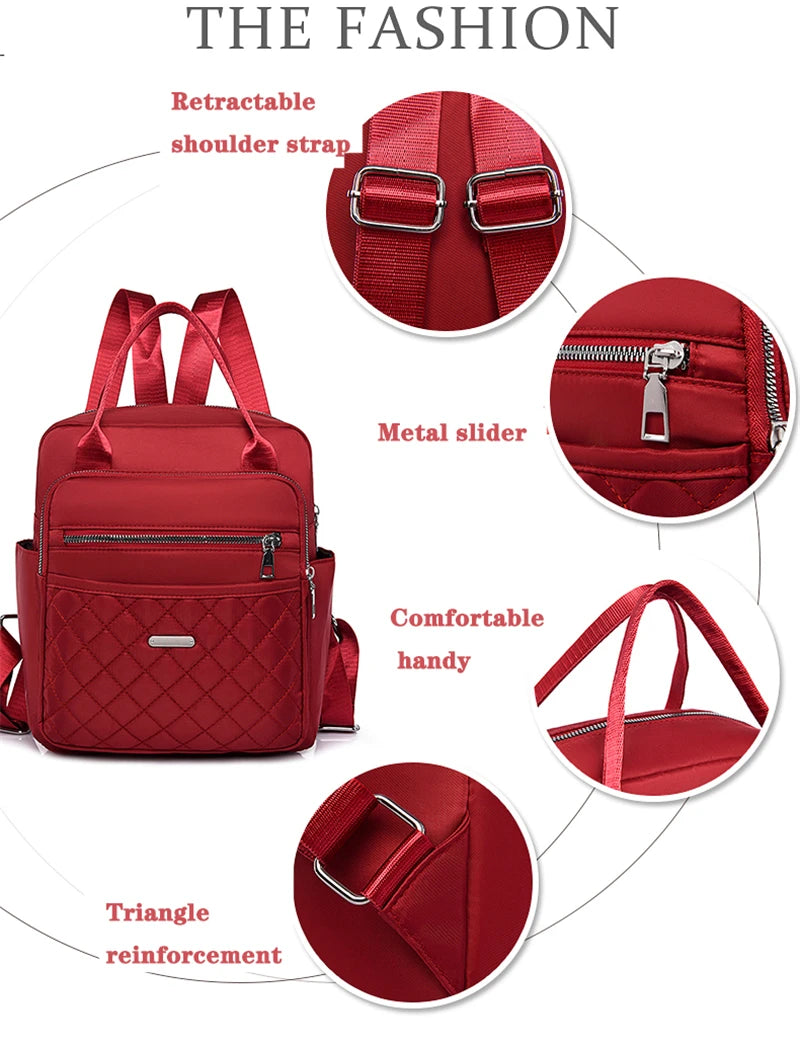 Waterproof Nylon Women Handbag and Backpack Combo
