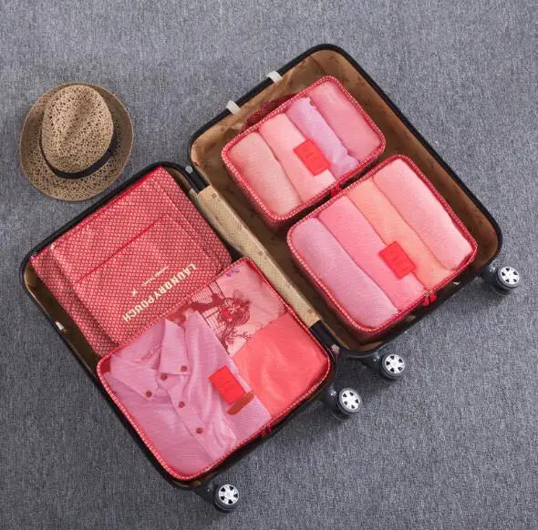 6pcs Double Zipper Waterproof Travel Bags Set