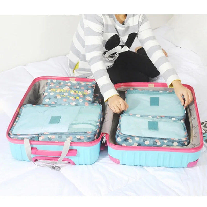 6pcs Double Zipper Waterproof Travel Bags Set