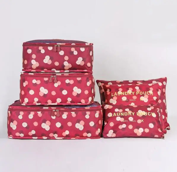 6pcs Double Zipper Waterproof Travel Bags Set