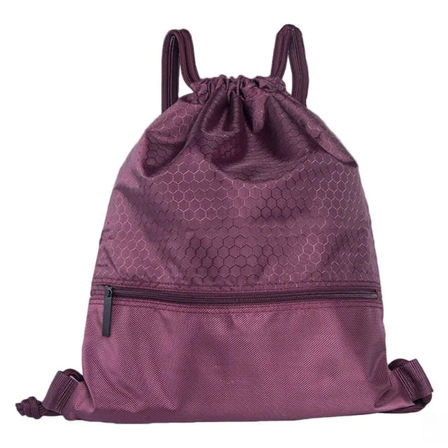 Portable Drawstring Backpack Large Capacity Travel Bag with Zipper