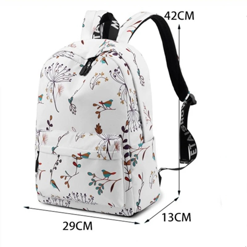 Forest Print Middle School Backpack - Waterproof Polyester Bag