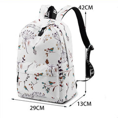 Forest Print Middle School Backpack - Waterproof Polyester Bag