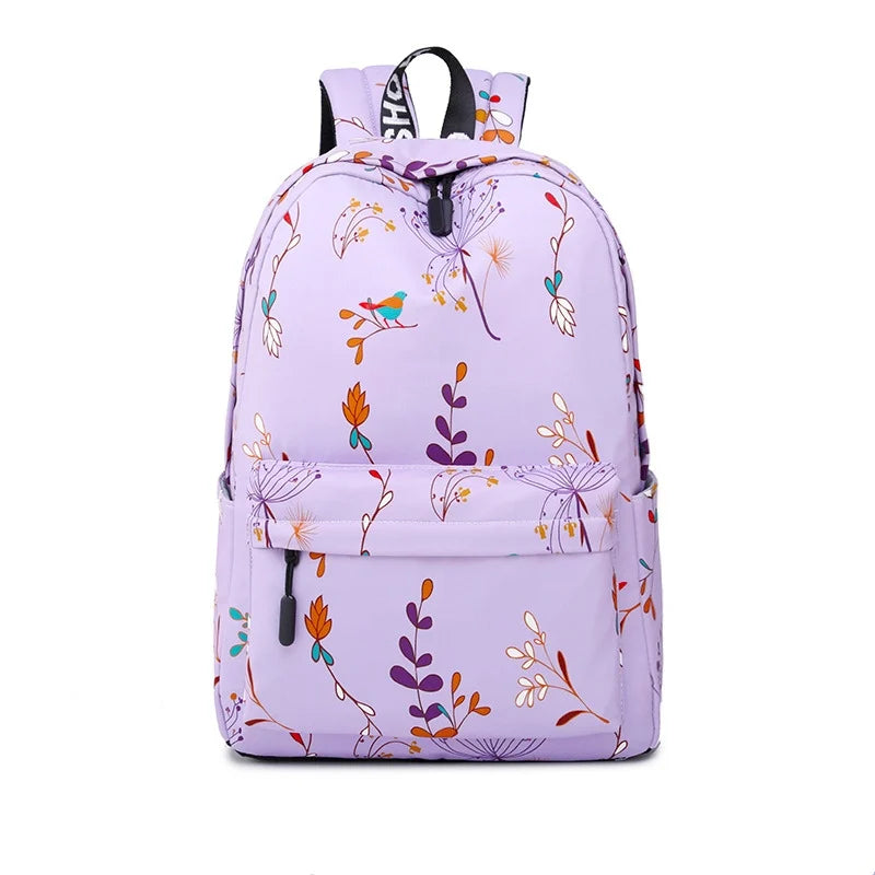 Forest Print Middle School Backpack - Waterproof Polyester Bag