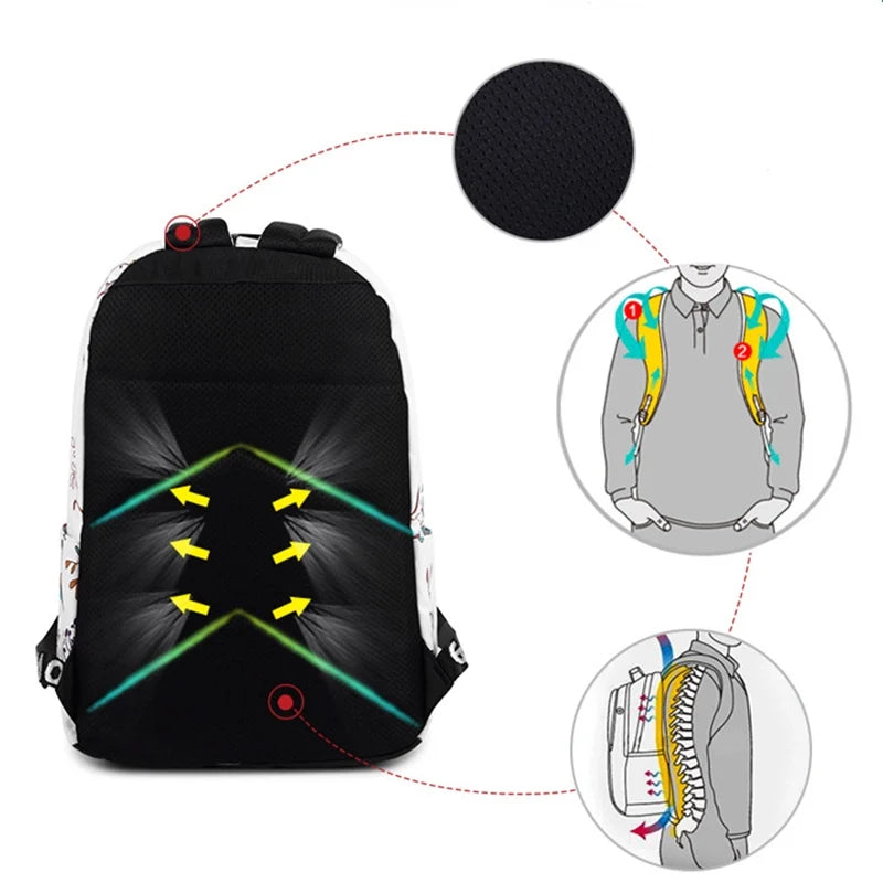 Forest Print Middle School Backpack - Waterproof Polyester Bag