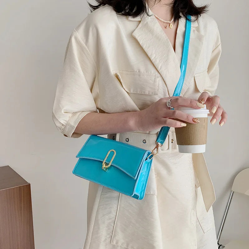 Retro Casual Lady Handbag Shoulder Bag PU Leather Small Square Bag