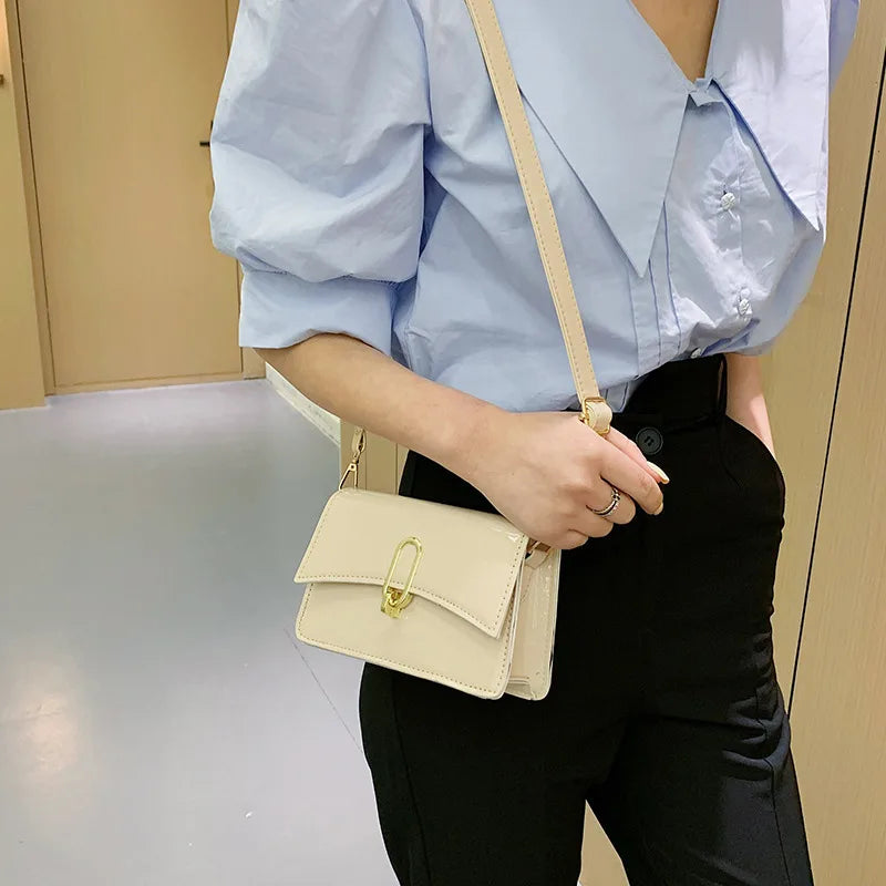 Retro Casual Lady Handbag Shoulder Bag PU Leather Small Square Bag
