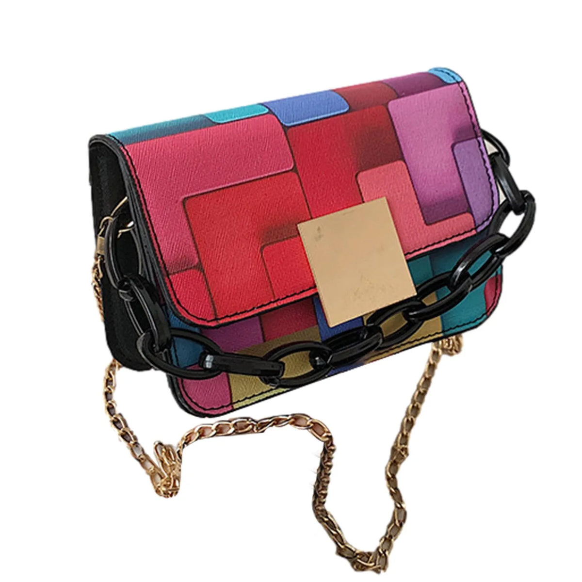 Retro Contrast Tote Handbag Small Clutch
