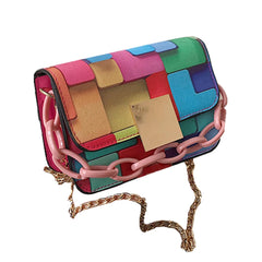 Retro Contrast Tote Handbag Small Clutch