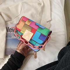 Retro Contrast Tote Handbag Small Clutch