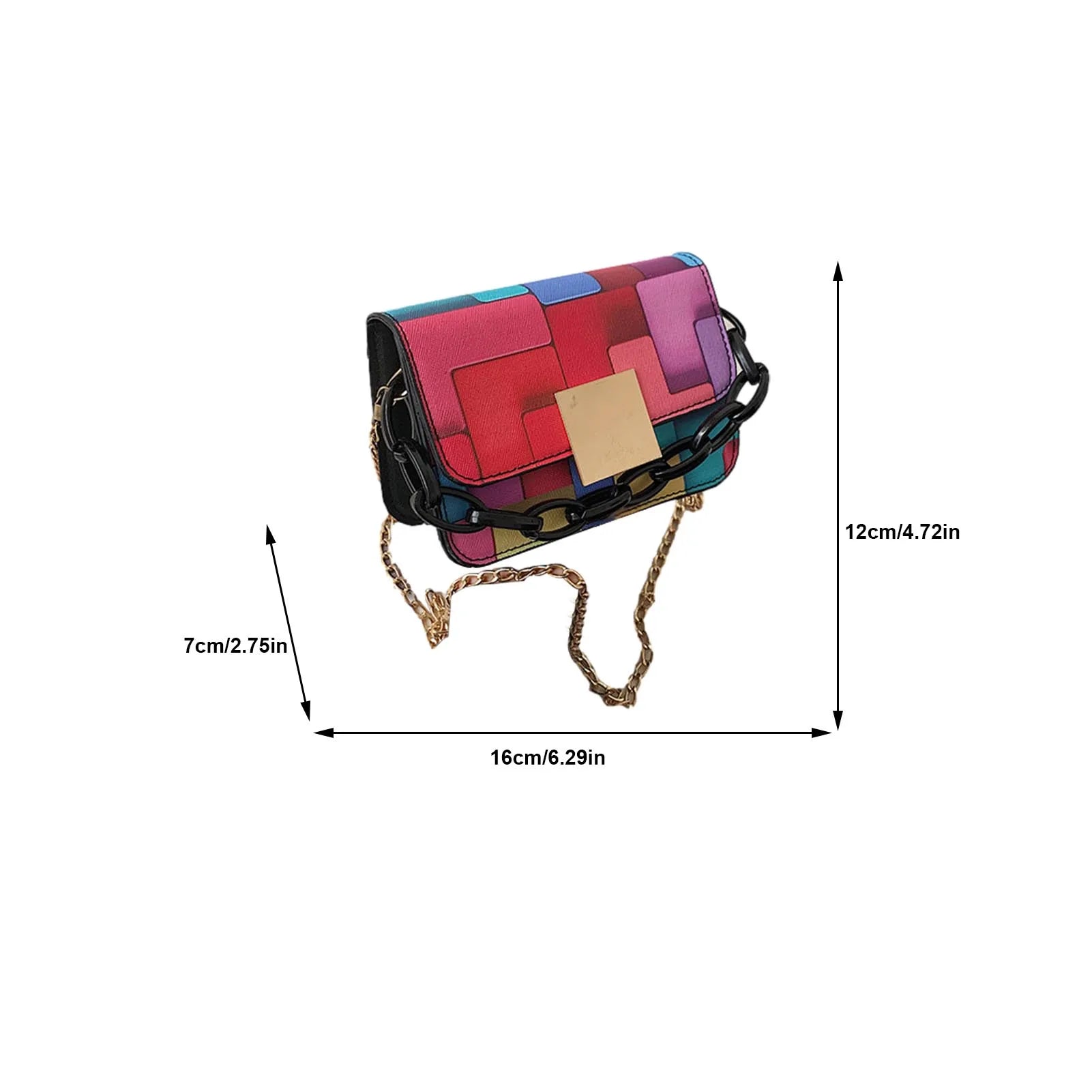Retro Contrast Tote Handbag Small Clutch