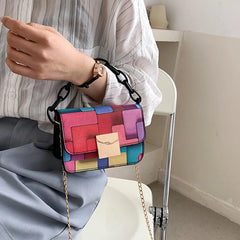 Retro Contrast Tote Handbag Small Clutch