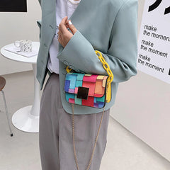 Retro Contrast Tote Handbag Small Clutch