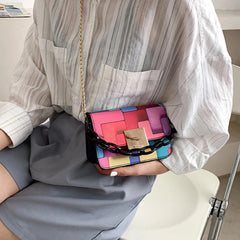 Retro Contrast Tote Handbag Small Clutch