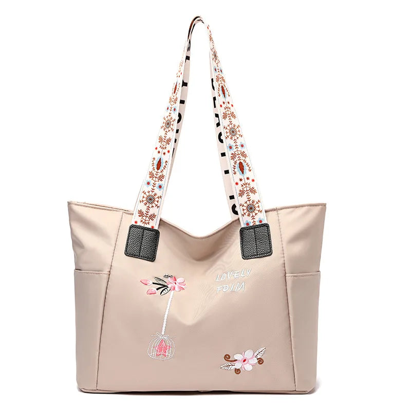 Casual Soft Tote Bag for Women High Capacity Shoulder Bag Zipper Interior