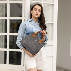 Women Canvas Shopping Tote Bag Foldable Reusable Casual Handbag