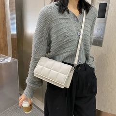 PU Leather Lattice Crossbody Bag for Women Shoulder Handbag