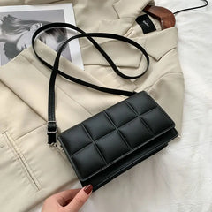 PU Leather Lattice Crossbody Bag for Women Shoulder Handbag