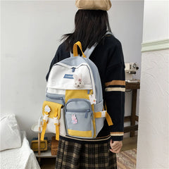 Waterproof Nylon Insert Buckle Women Backpack Female Multi-pocket Travel Bag